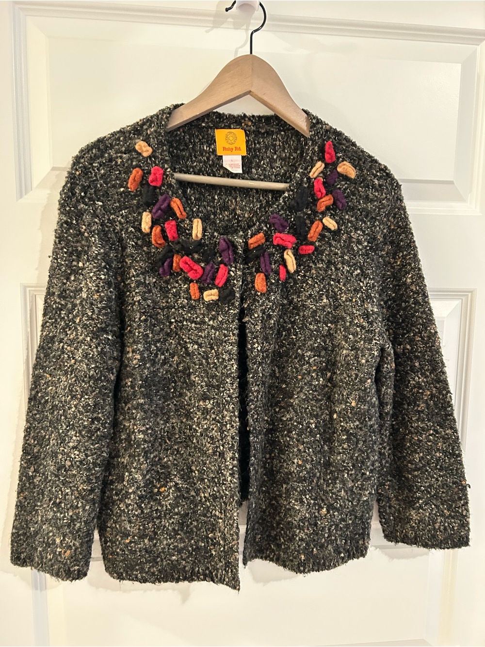 Ruby Rd Knit Cardigan Gray Multi Size L